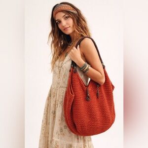 Sakroots Tangerine Orange Large Crochet‎ Hobo Handbag